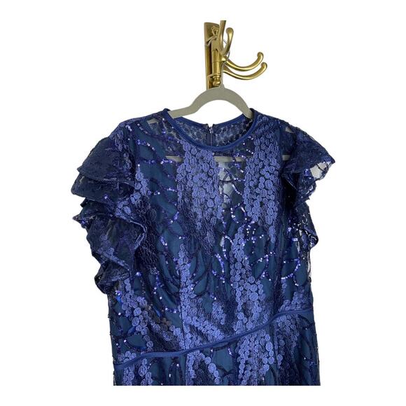 Mac Duggal Sequins Embellished Flutter Sleeve Cocktail Dress Formal Gala Sz 16 - Picture 12 of 15